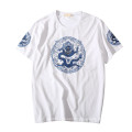 2020 Summer New Men's Short Sleeve T-Shirt Chinese Style Dragon Embroidered Half Sleeve Shirt